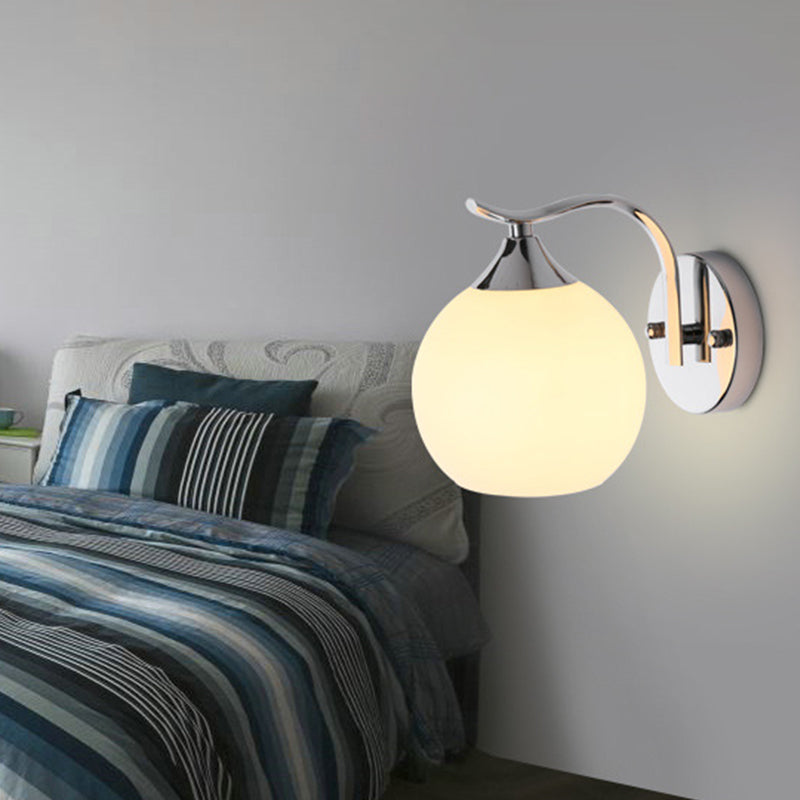 Skørter | Satin Opal Glass Dome Wall Lamp Simple Style Hallway Wall Mount Light