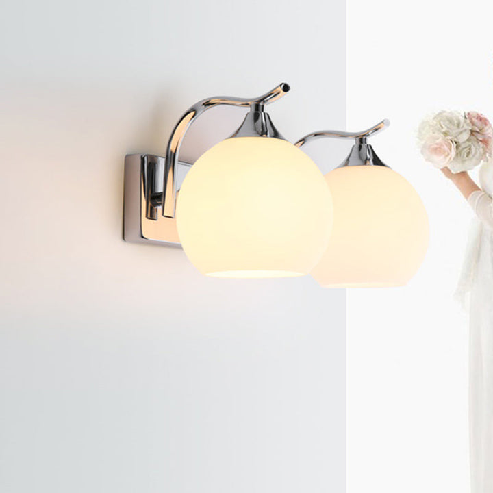 Skørter | Satin Opal Glass Dome Wall Lamp Simple Style Hallway Wall Mount Light