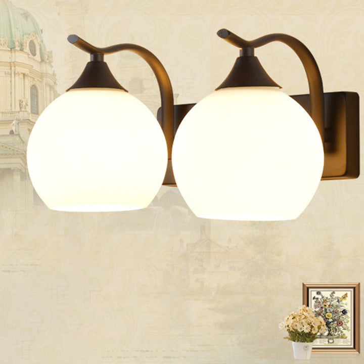 Skørter | Satin Opal Glass Dome Wall Lamp Simple Style Hallway Wall Mount Light