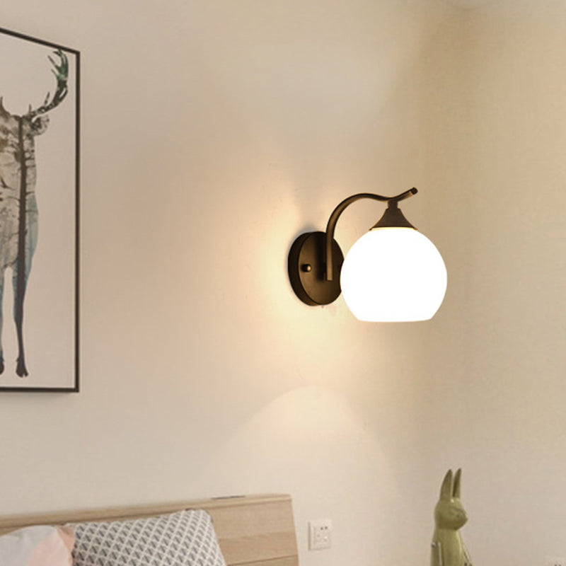 Skørter | Satin Opal Glass Dome Wall Lamp Simple Style Hallway Wall Mount Light