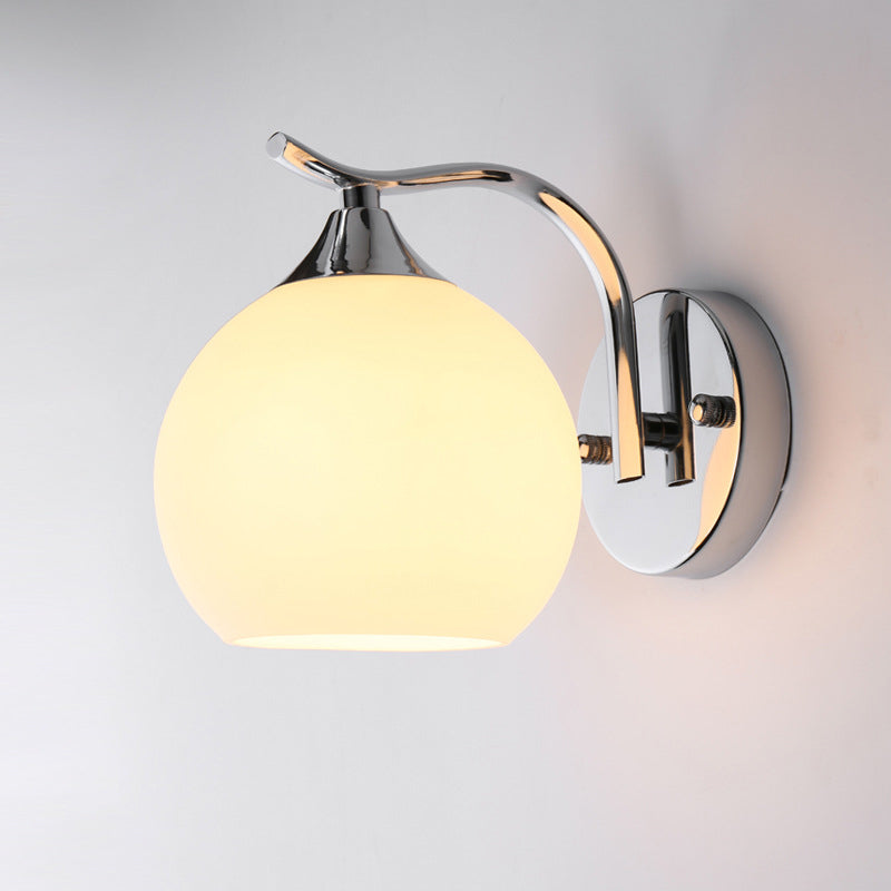 Skørter | Satin Opal Glass Dome Wall Lamp Simple Style Hallway Wall Mount Light