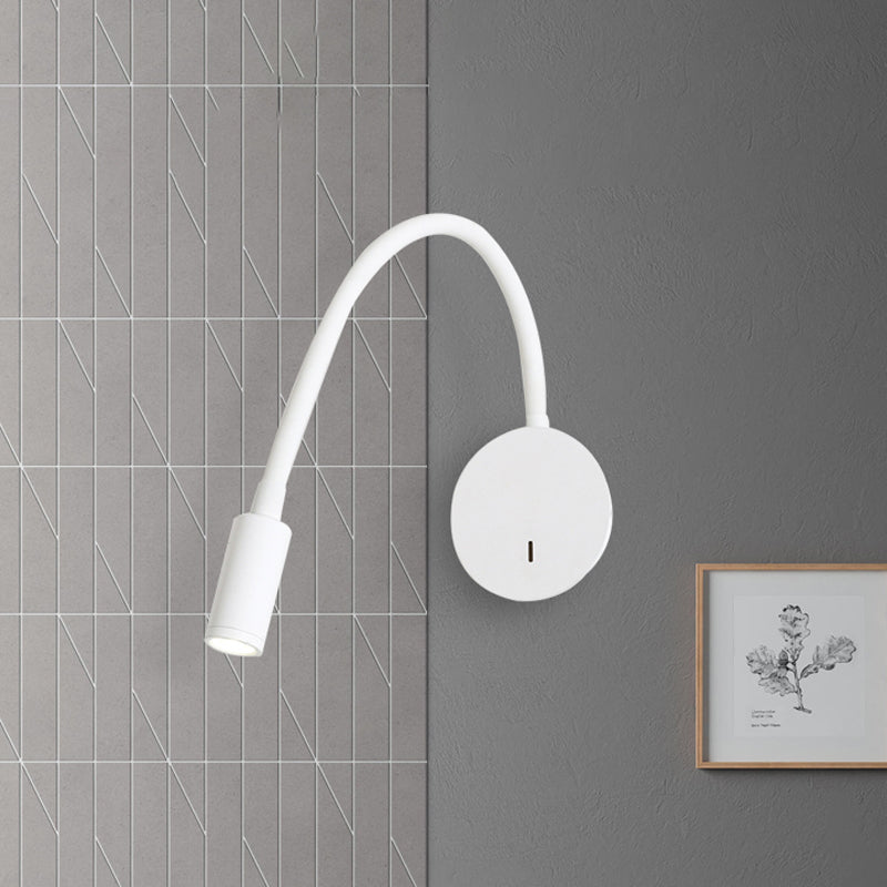 Skørter | Adjustable Cylinder Reading Wall Light Contemporary Silicone and Metal LED Black/White Wall Lamp