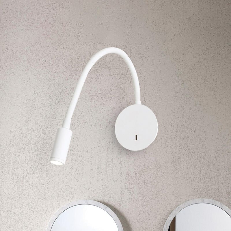 Skørter | Adjustable Cylinder Reading Wall Light Contemporary Silicone and Metal LED Black/White Wall Lamp