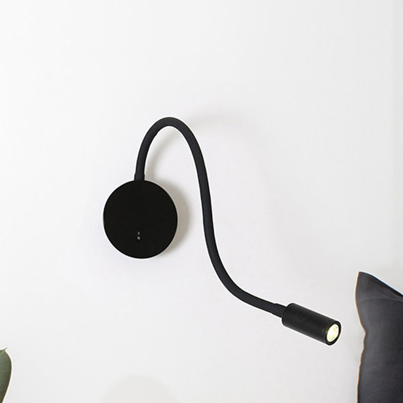 Skørter | Adjustable Cylinder Reading Wall Light Contemporary Silicone and Metal LED Black/White Wall Lamp