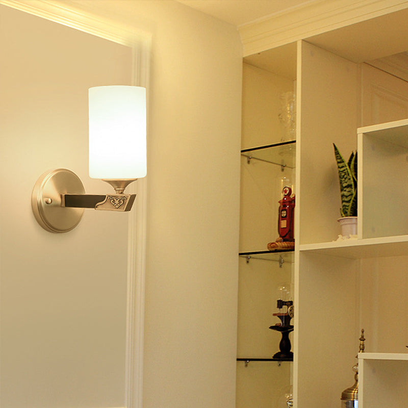 Skørter | One-lamp glass wall lamp minimalist golden finish cylindrical hall wall lamp