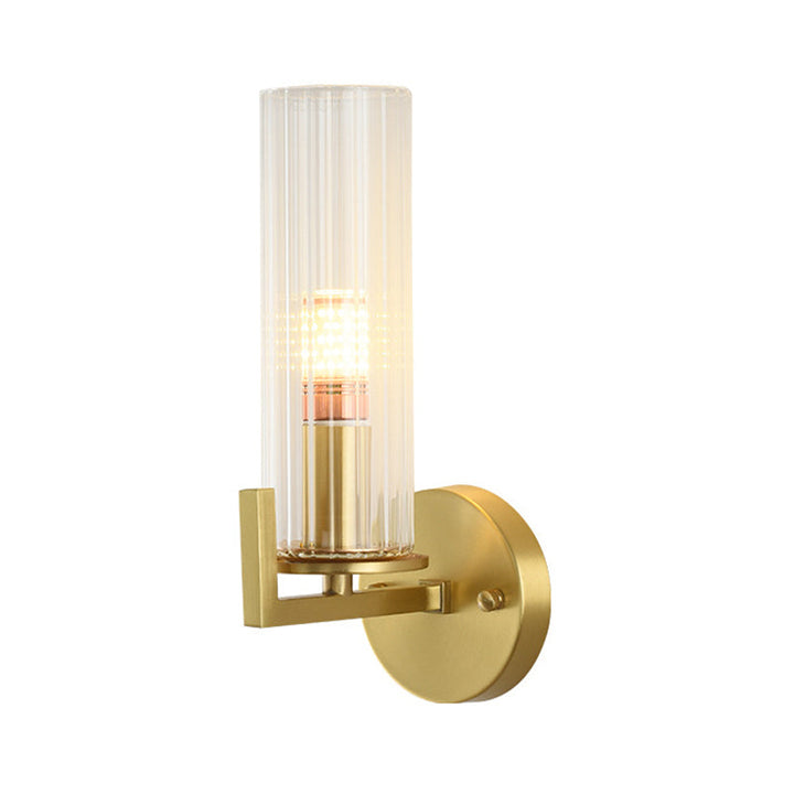 Skørter | One-lamp glass wall lamp minimalist golden finish cylindrical hall wall lamp