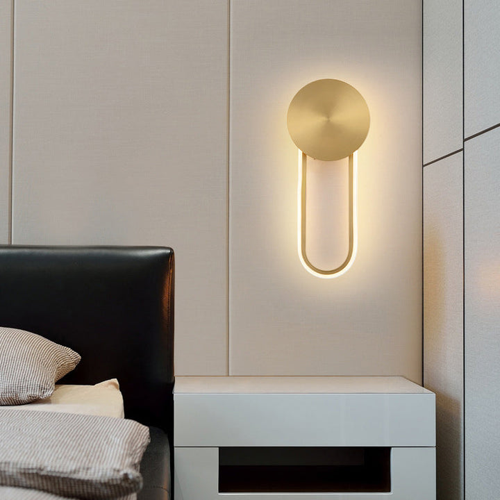 Lisslune | Simple elliptical wall light metal bedside LED wall lamp fitting in brass