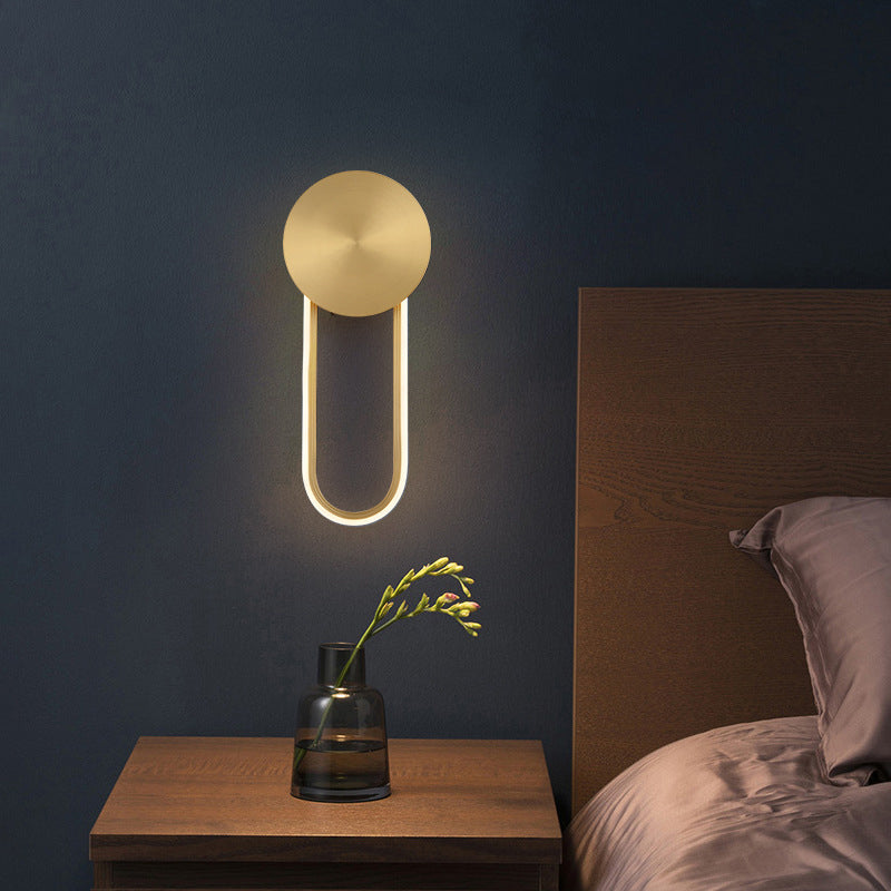 Lisslune | Simple elliptical wall light metal bedside LED wall lamp fitting in brass