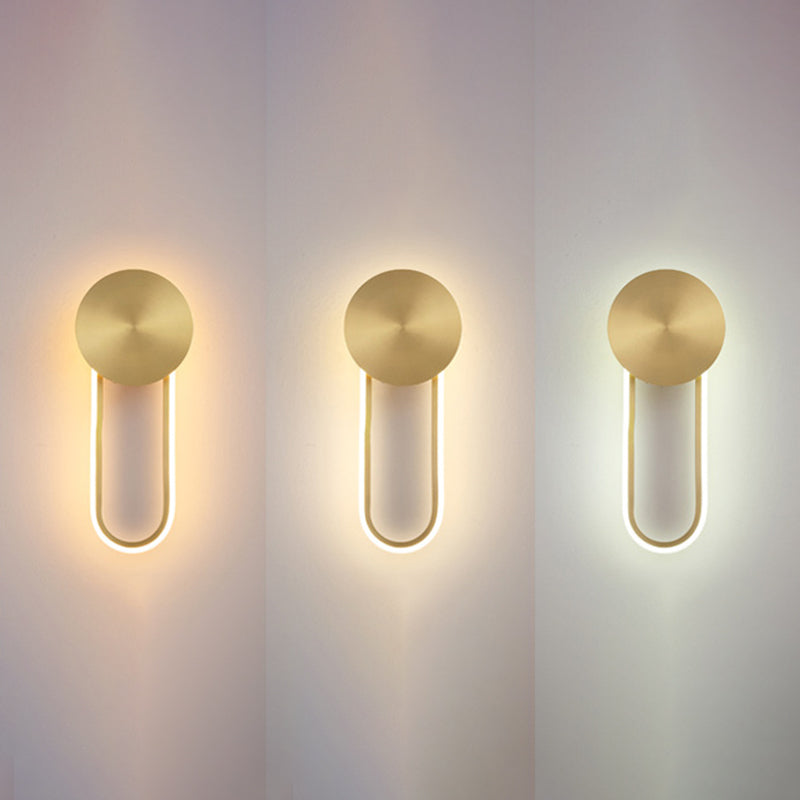 Lisslune | Simple elliptical wall light metal bedside LED wall lamp fitting in brass