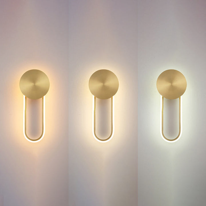Lisslune | Simple elliptical wall light metal bedside LED wall lamp fitting in brass