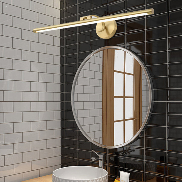 Lisslune | Linear Bathroom LED Wall Lamp Acrylic Simplicity Wall Mount Lighting in Brass