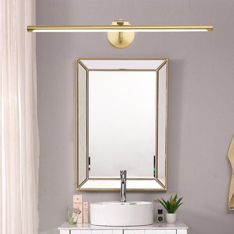 Lisslune | Linear Bathroom LED Wall Lamp Acrylic Simplicity Wall Mount Lighting in Brass