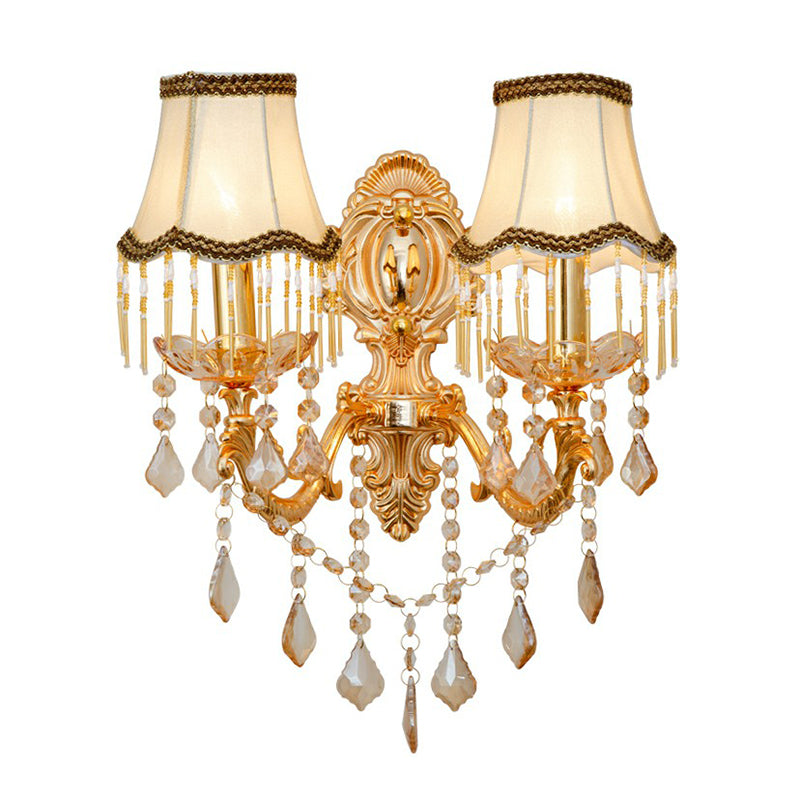 Lisslune | Victorian Candle Wall Sconces Lighting Metal Wall Mount Light with Shade and Crystal Decor