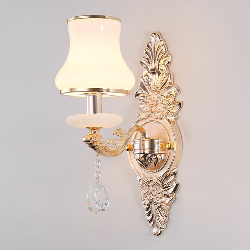 Lisslune | Victorian Candle Wall Sconces Lighting Metal Wall Mount Light with Shade and Crystal Decor