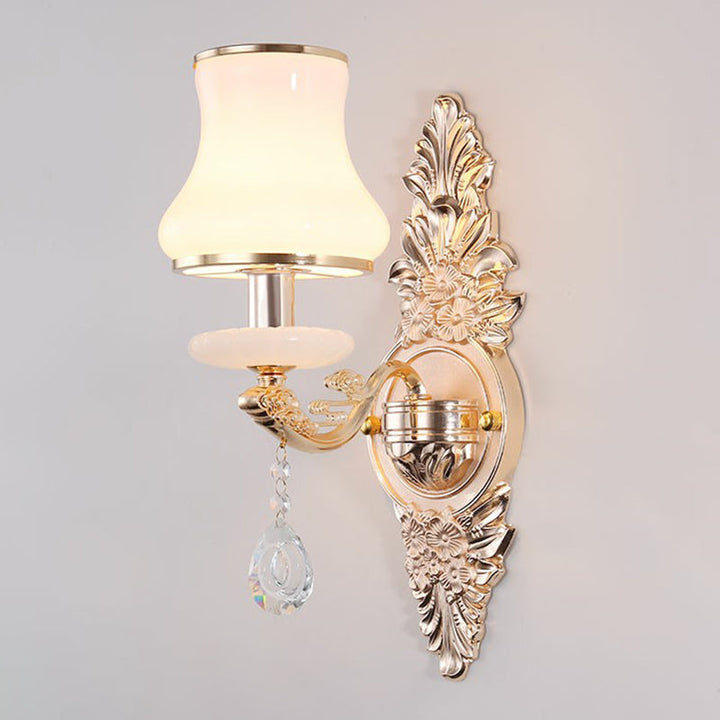 Lisslune | Victorian Candle Wall Sconces Lighting Metal Wall Mount Light with Shade and Crystal Decor