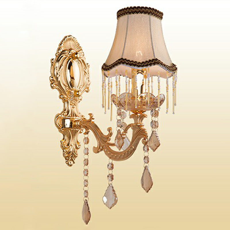 Lisslune | Victorian Candle Wall Sconces Lighting Metal Wall Mount Light with Shade and Crystal Decor