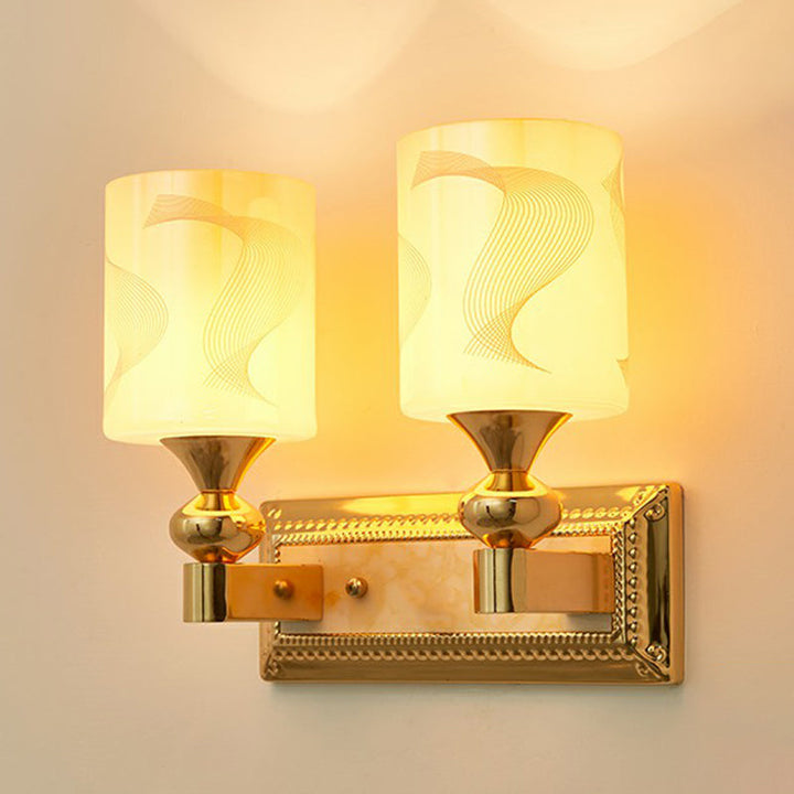 Lisslune | 2-Head White Glass Wall Light Simple Style Shaded Living Room Wall Lighting Ideas
