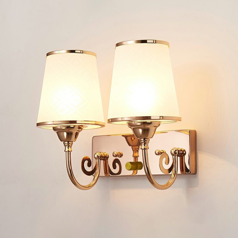 Lisslune | 2-Head White Glass Wall Light Simple Style Shaded Living Room Wall Lighting Ideas