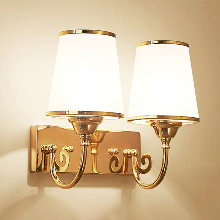 Lisslune | Simplicity Narrow Tapered Wall Light Frosted White Glass Wall Mount Lamp in Gold