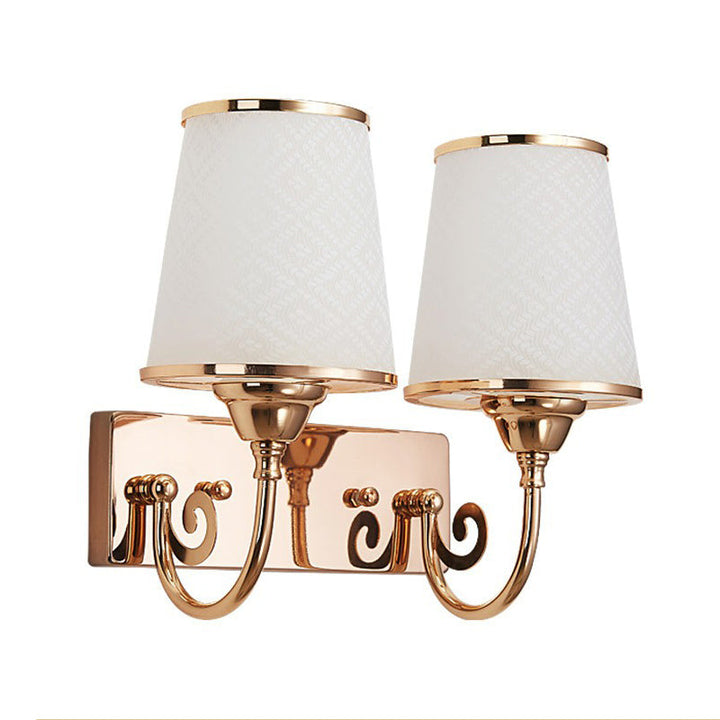 Lisslune | Simplicity Narrow Tapered Wall Light Frosted White Glass Wall Mount Lamp in Gold