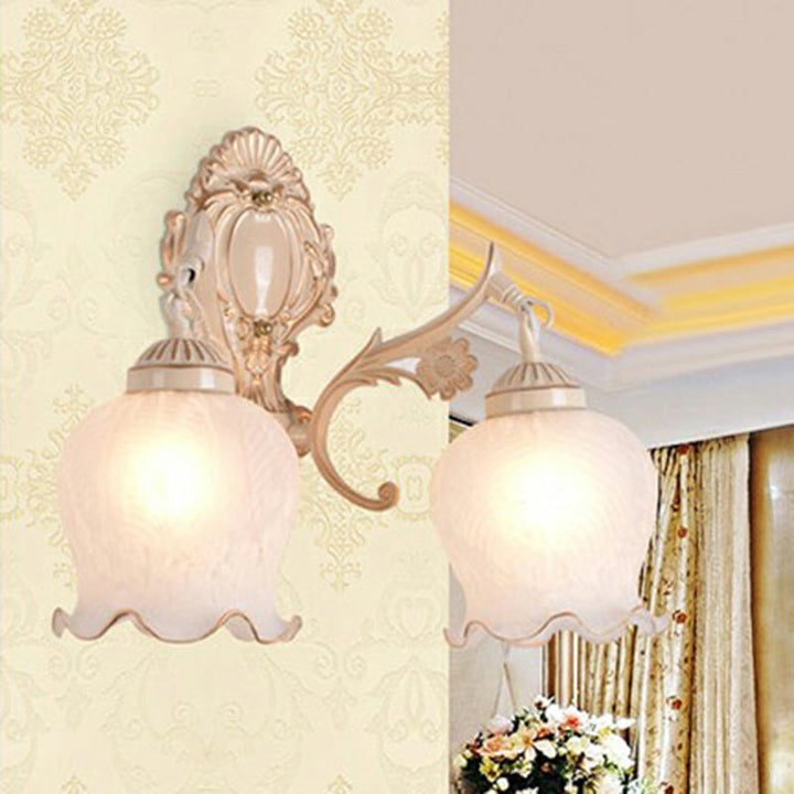 Lisslune | Frosted Glass Shaded Wall Lamp Country Style Hallway Wall Light Lighting Fixture
