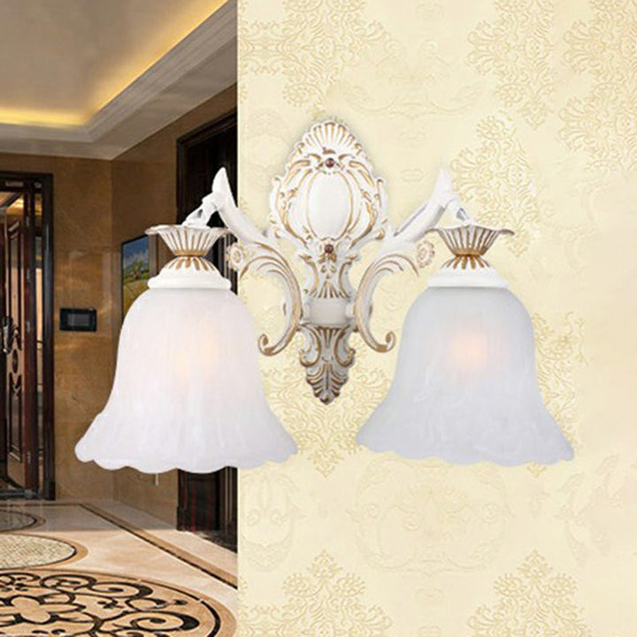 Lisslune | Frosted Glass Shaded Wall Lamp Country Style Hallway Wall Light Lighting Fixture