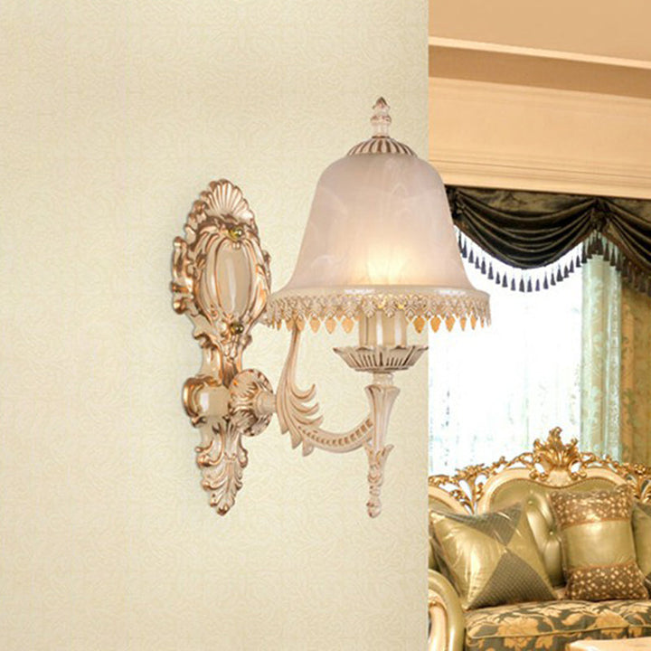 Lisslune | Frosted Glass Shaded Wall Lamp Country Style Hallway Wall Light Lighting Fixture