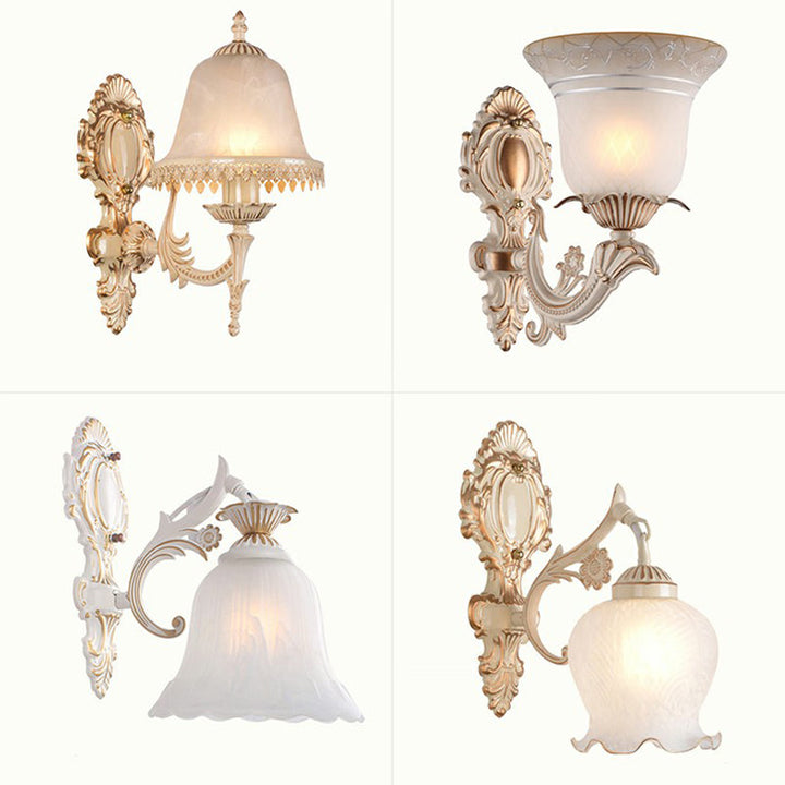 Lisslune | Frosted Glass Shaded Wall Lamp Country Style Hallway Wall Light Lighting Fixture