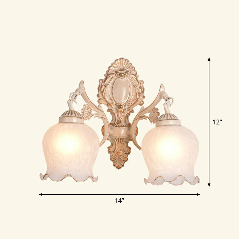 Lisslune | Frosted Glass Shaded Wall Lamp Country Style Hallway Wall Light Lighting Fixture