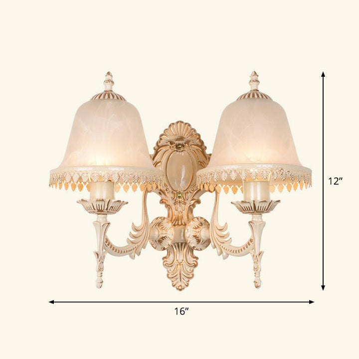 Lisslune | Frosted Glass Shaded Wall Lamp Country Style Hallway Wall Light Lighting Fixture