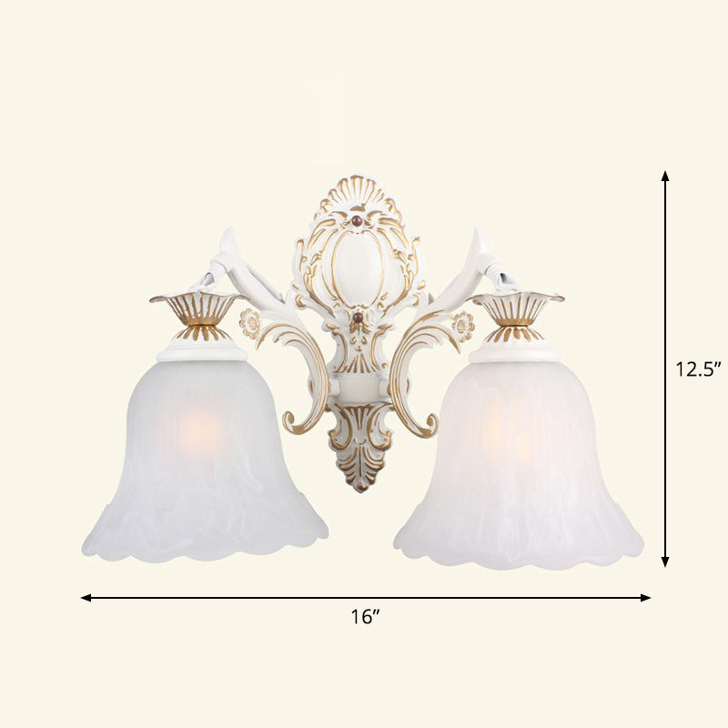 Lisslune | Frosted Glass Shaded Wall Lamp Country Style Hallway Wall Light Lighting Fixture