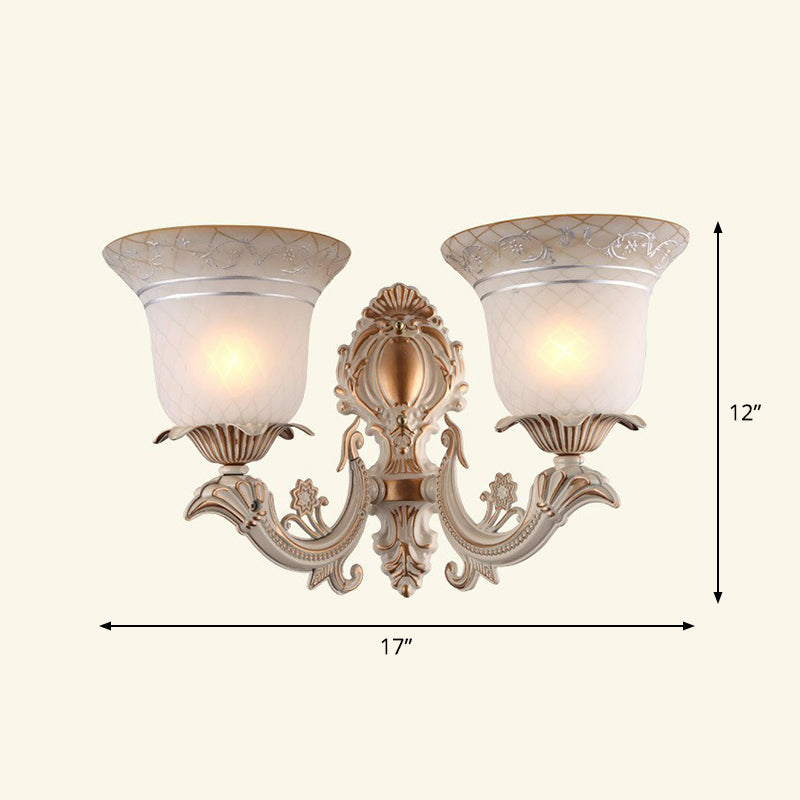 Lisslune | Frosted Glass Shaded Wall Lamp Country Style Hallway Wall Light Lighting Fixture