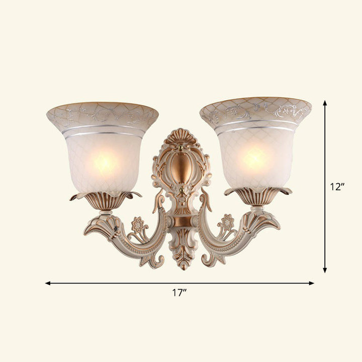 Lisslune | Frosted Glass Shaded Wall Lamp Country Style Hallway Wall Light Lighting Fixture