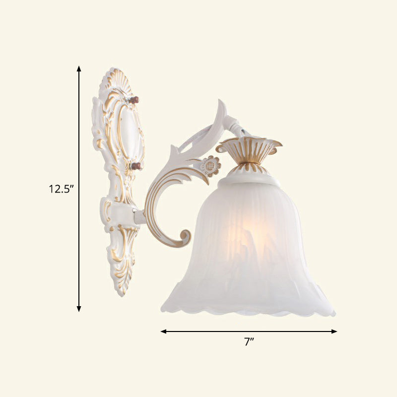 Lisslune | Frosted Glass Shaded Wall Lamp Country Style Hallway Wall Light Lighting Fixture