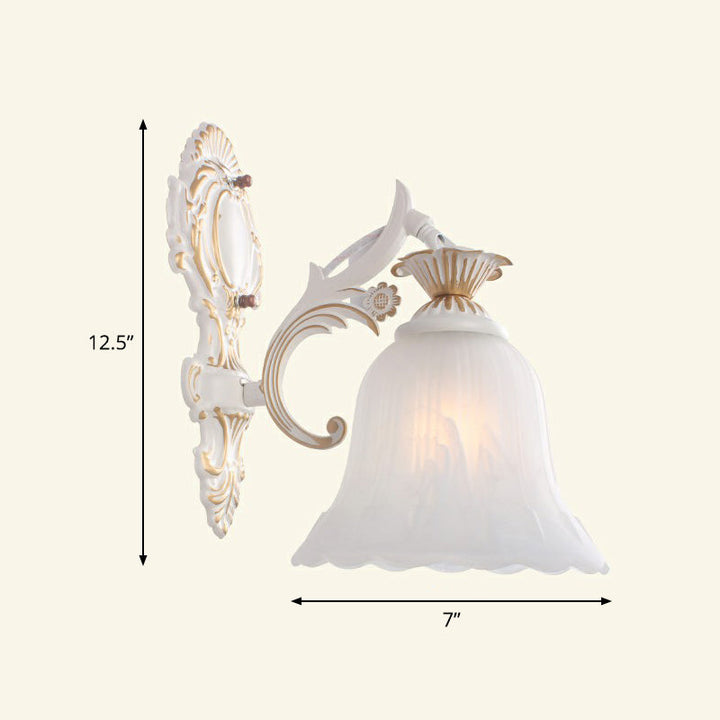 Lisslune | Frosted Glass Shaded Wall Lamp Country Style Hallway Wall Light Lighting Fixture