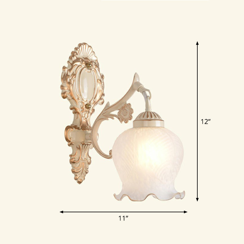 Lisslune | Frosted Glass Shaded Wall Lamp Country Style Hallway Wall Light Lighting Fixture