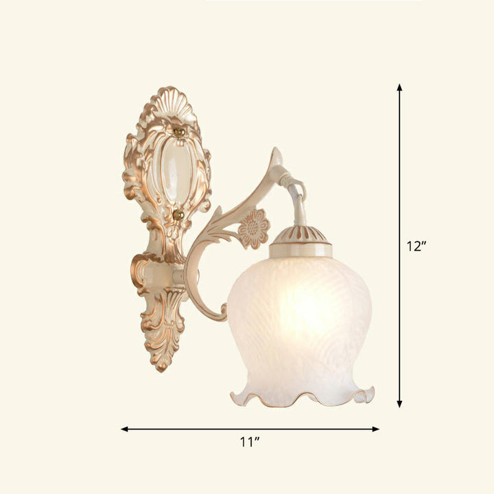 Lisslune | Frosted Glass Shaded Wall Lamp Country Style Hallway Wall Light Lighting Fixture