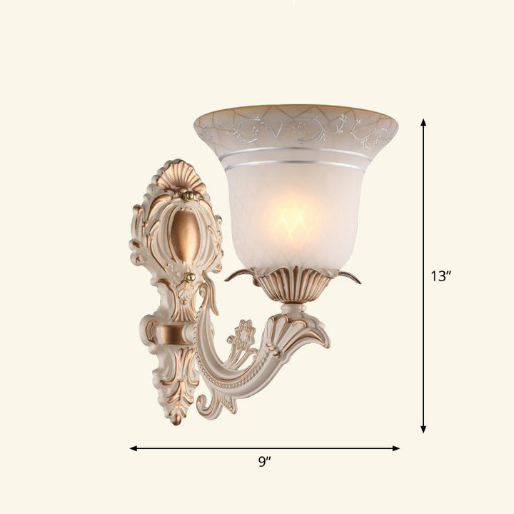 Lisslune | Frosted Glass Shaded Wall Lamp Country Style Hallway Wall Light Lighting Fixture