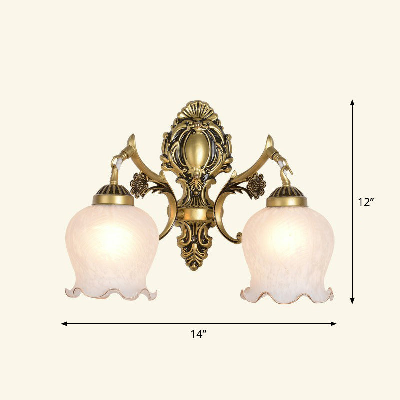 Lisslune | Frosted Glass Shaded Wall Lamp Country Style Hallway Wall Light Lighting Fixture