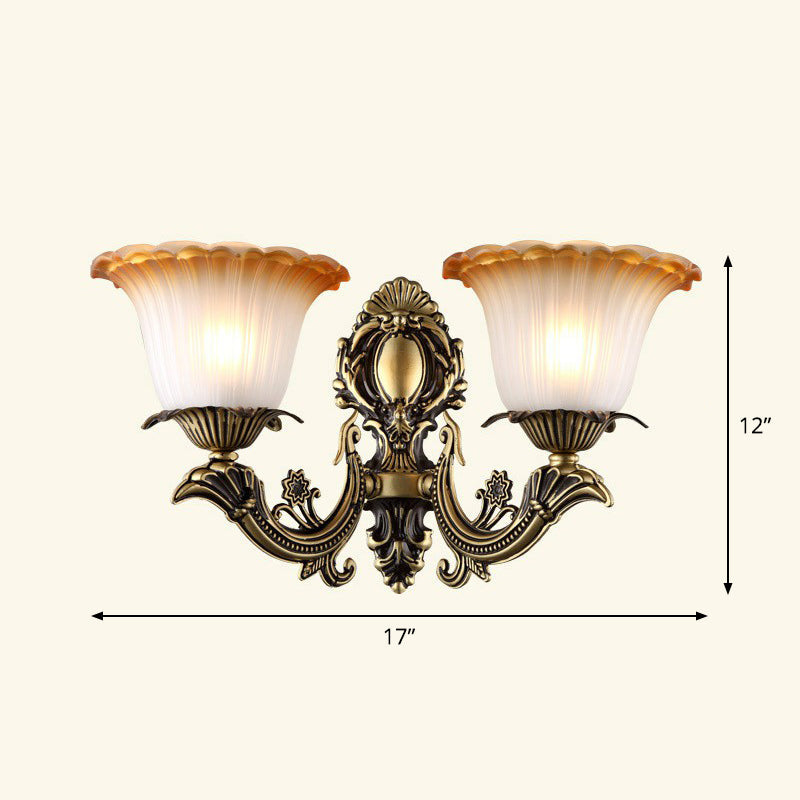 Lisslune | Frosted Glass Shaded Wall Lamp Country Style Hallway Wall Light Lighting Fixture