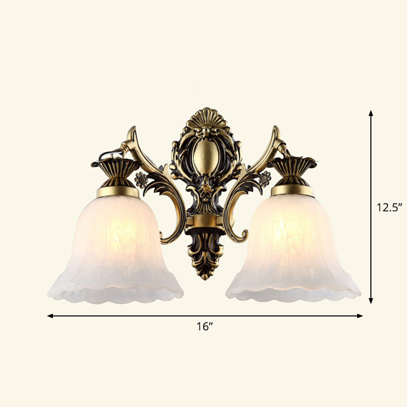 Lisslune | Frosted Glass Shaded Wall Lamp Country Style Hallway Wall Light Lighting Fixture