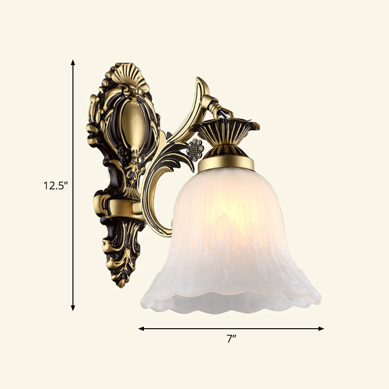 Lisslune | Frosted Glass Shaded Wall Lamp Country Style Hallway Wall Light Lighting Fixture