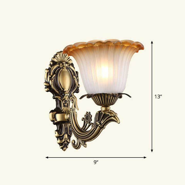 Lisslune | Frosted Glass Shaded Wall Lamp Country Style Hallway Wall Light Lighting Fixture