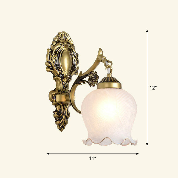 Lisslune | Frosted Glass Shaded Wall Lamp Country Style Hallway Wall Light Lighting Fixture