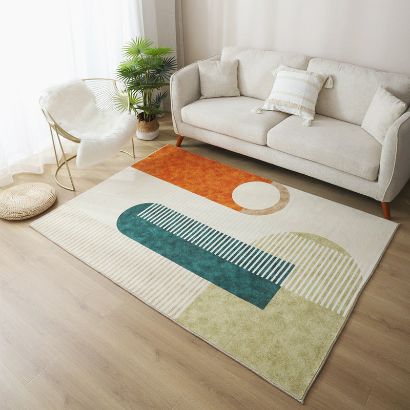 Lisslune | Relaxing Living Room Carpet Multicolor Color Block Indoor Carpet Polypropylene Non-Slip Backing Easy Care Carpet