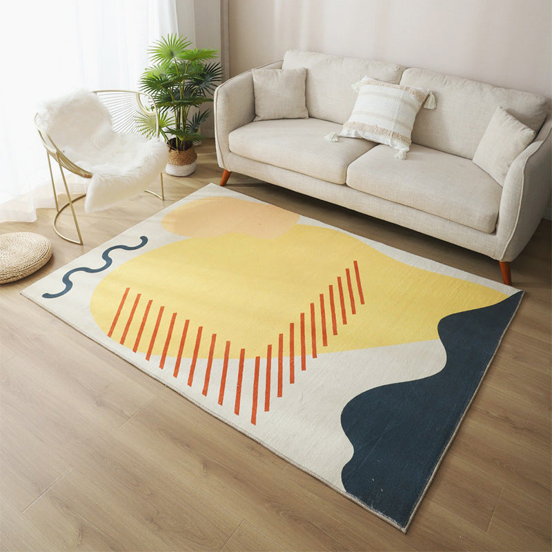 Lisslune | Relaxing Living Room Carpet Multicolor Color Block Indoor Carpet Polypropylene Non-Slip Backing Easy Care Carpet