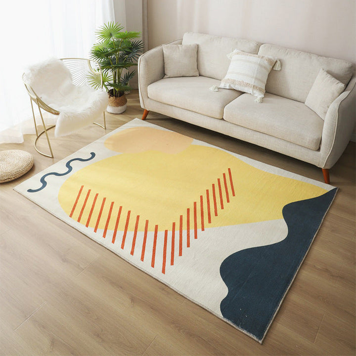 Lisslune | Relaxing Living Room Carpet Multicolor Color Block Indoor Carpet Polypropylene Non-Slip Backing Easy Care Carpet