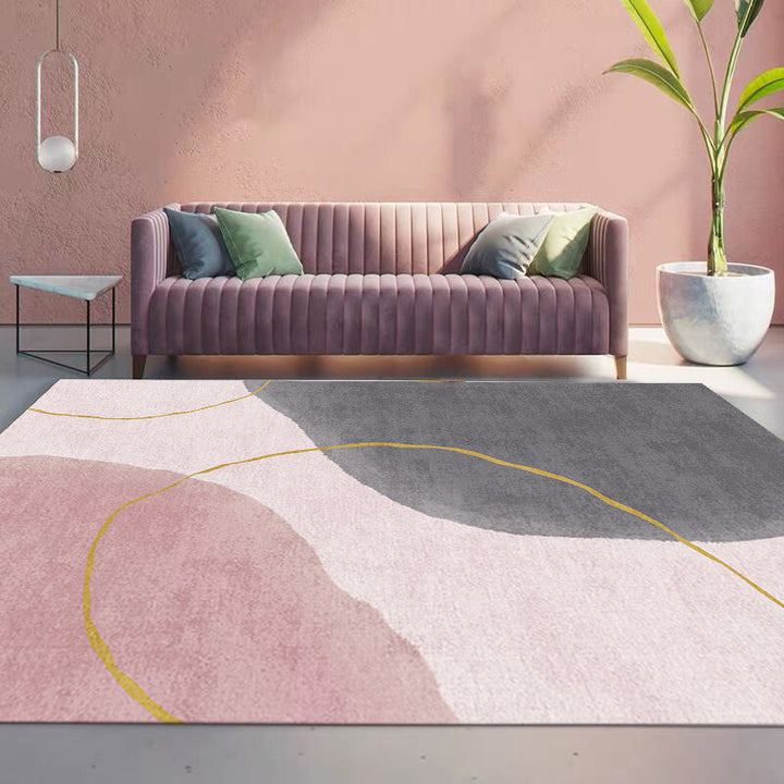 Lisslune | Stylish living room rug colorful color block indoor mat polypropylene non-slip backing pet-friendly rug