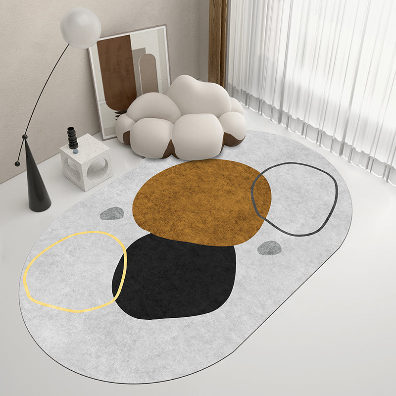 Lisslune | Scandinavian Living Room Wallpaper Multicolored Color Block Indoor Carpet Synthetic Non-Slip Back Easy-Care Carpet