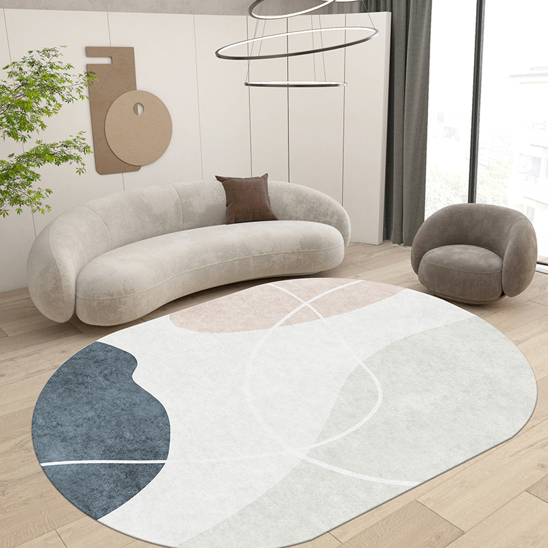 Lisslune | Scandinavian Living Room Wallpaper Multicolored Color Block Indoor Carpet Synthetic Non-Slip Back Easy-Care Carpet